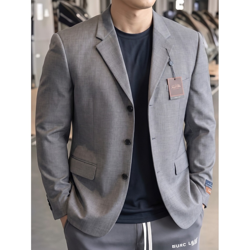 Tasso Elba Men's 2‑Piece Suit 46R Jacket 40W Pants Grey Super 100's Italian Wool
